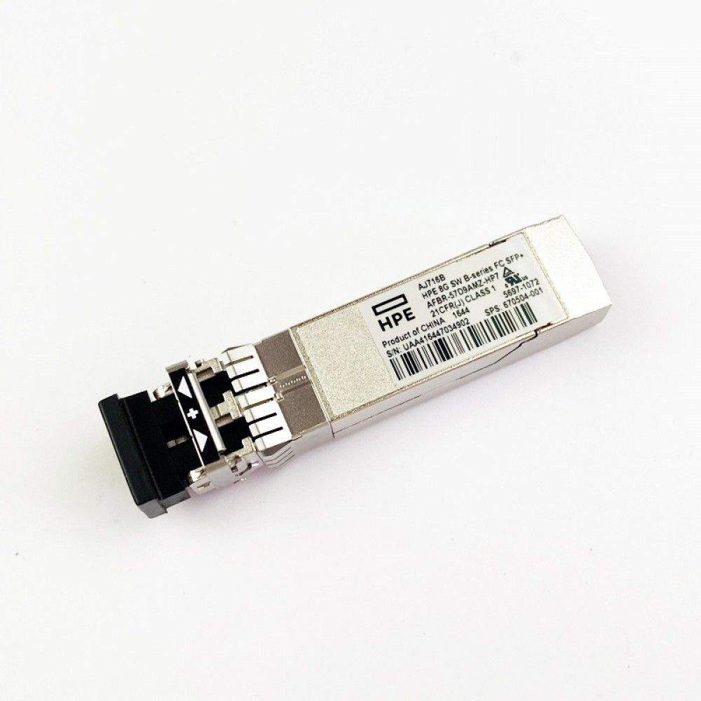 Трансивер HPE 8GB SHORTWAVE B-SERIES FIBRE CHANNEL 1 PACK SFP+ TRANSCEIVER, 670504-001, AJ716-63002