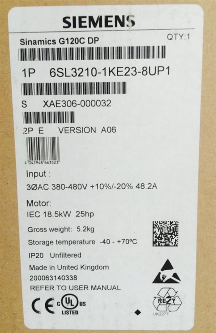 Модуль Siemens 6SL32101KE238UP1 Inverter 6SL3210-1KE23-8UP1