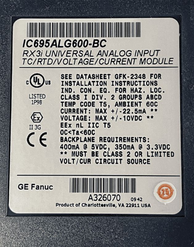 Модуль GE FANUC IC695ALG600-BC