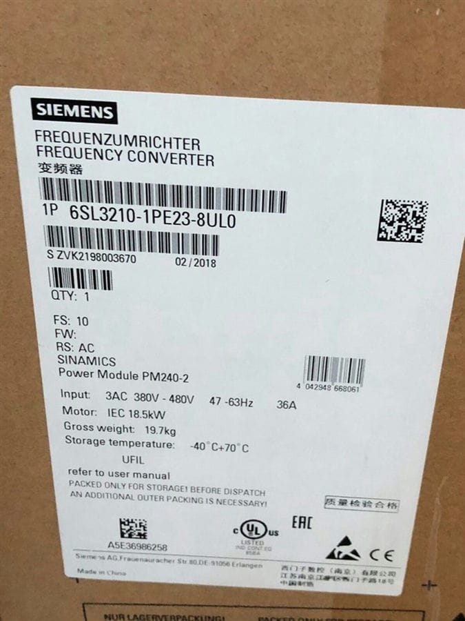 Модуль Siemens 6SL3210-1PE23-8UL0