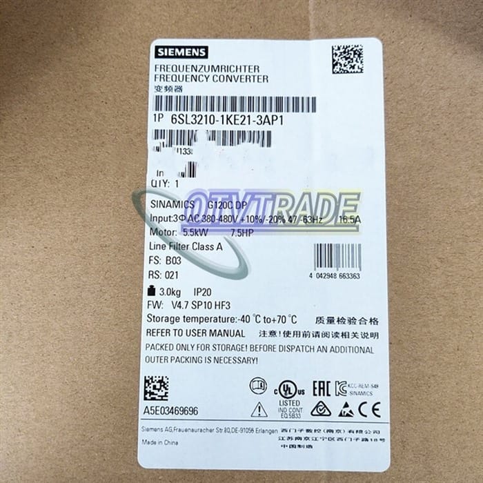 Модуль Siemens Inverter 6SL3210-1KE21-3AP1 6SL3 210-1KE21-3AP1