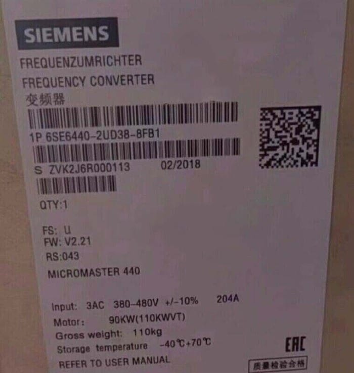 Модуль Siemens 6SE6440-2UD38-8FA1