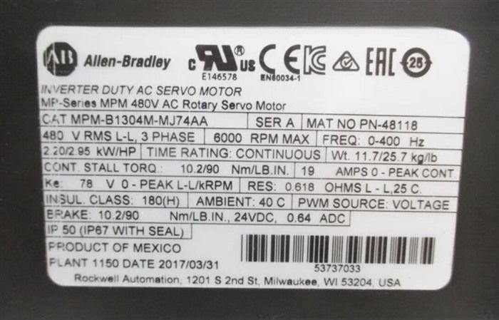 Модуль Allen-Bradley MPM-B1304M-MJ74AA