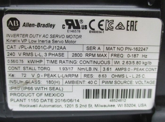 Модуль Allen-Bradley VPL-A1001C-PJ12AA