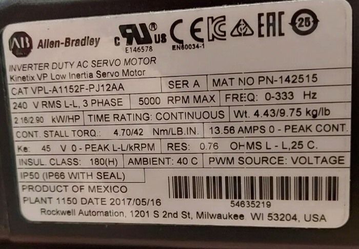 Модуль Allen-Bradley VPL-A1152F-PJ12AA