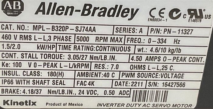 Модуль Allen-Bradley MPL-B320P-SJ74AA