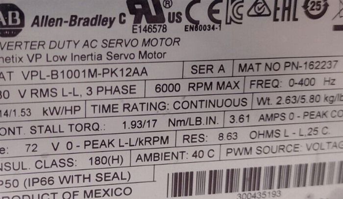 Модуль Allen Bradley VPL-B1001M-PK12AA
