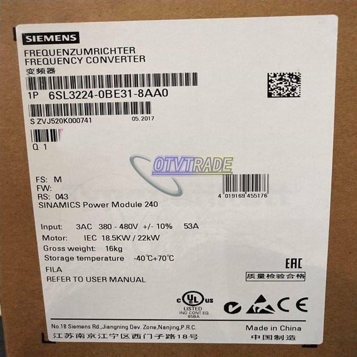 Модуль SIEMENS 6SL3224-0BE31-8AA0 6SL3 224-0BE31-8AA0