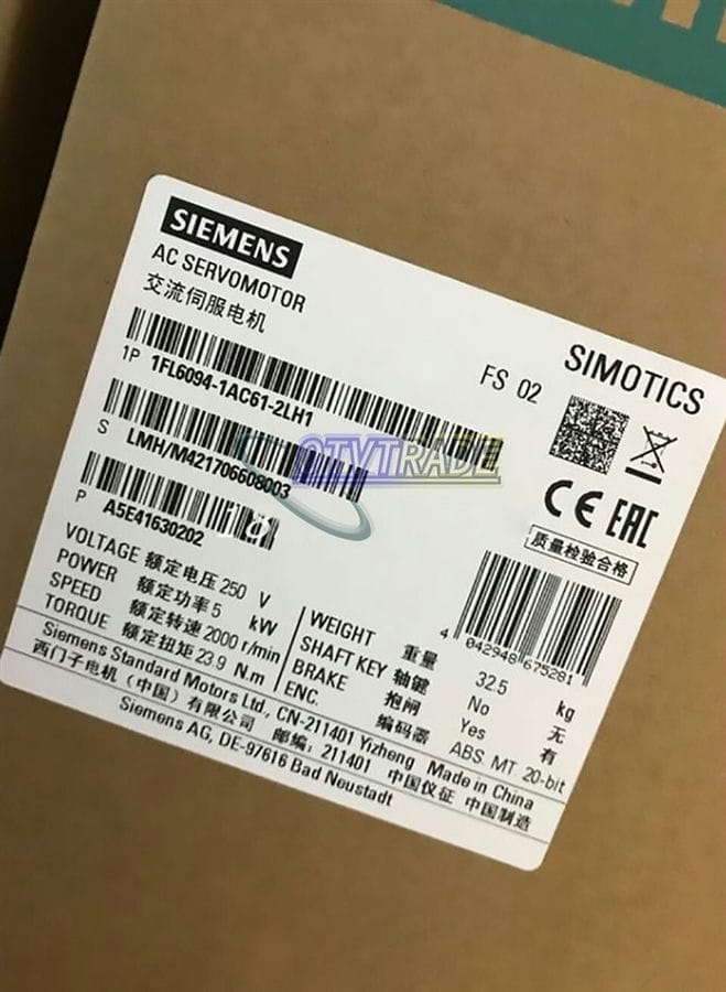 Модуль SIEMENS V90 5KW Servo Motor 1FL6094-1AC61-2LH1