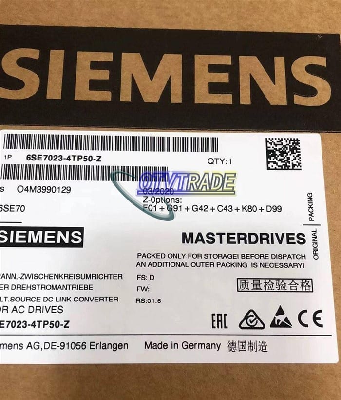 Модуль SIEMENS Main Drive 6SE7023-4TP50-Z Z F01+G91+G42+C43+K80+D99