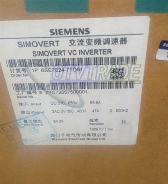 Модуль Siemens 6SE7024-7TD61 6SE7 024-7TD61 MASTERDRIVES VECTOR CONTROL INVERTE