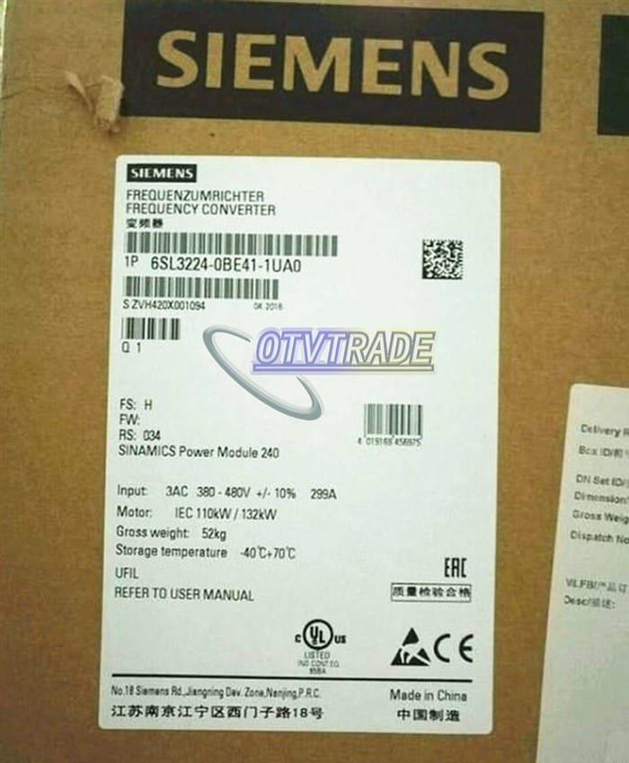 Модуль Siemens 6SL3224-0BE41-1UA0 SINAMICS G120 POWER 6SL32240BE411U