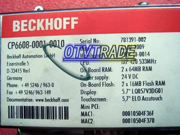 Модуль BECKHOFF Touch Screen CP6608-0001-0010