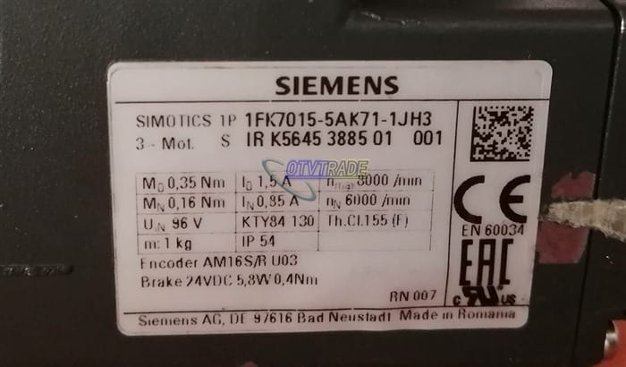 Модуль Siemens servo motor 1FK7015-5AK71-1JH3