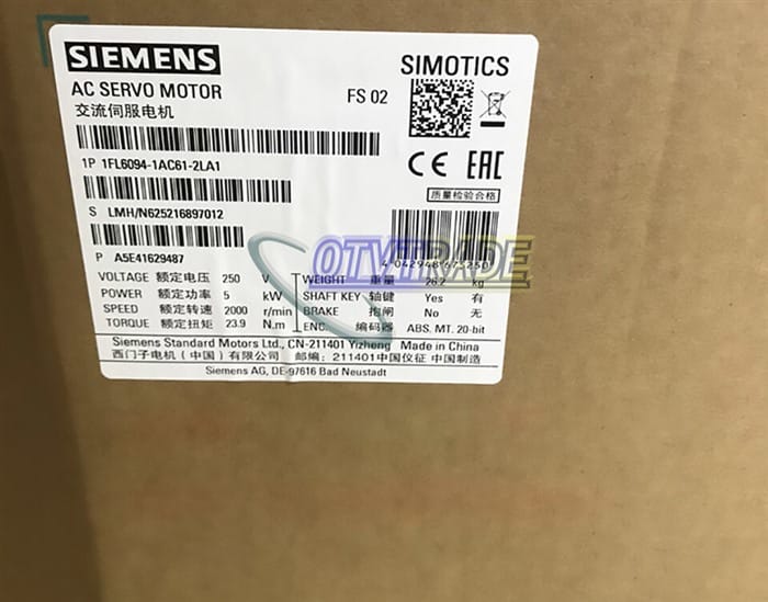 Модуль SIEMENS V90 5KW Servo Motor 1FL6094-1AC61-2LA1
