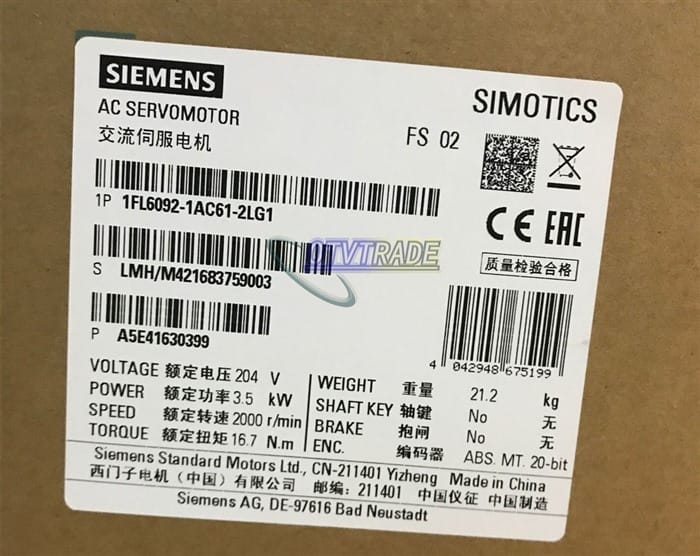 Модуль SIEMENS Servo Motor 1FL6092-1AC61-2LG1