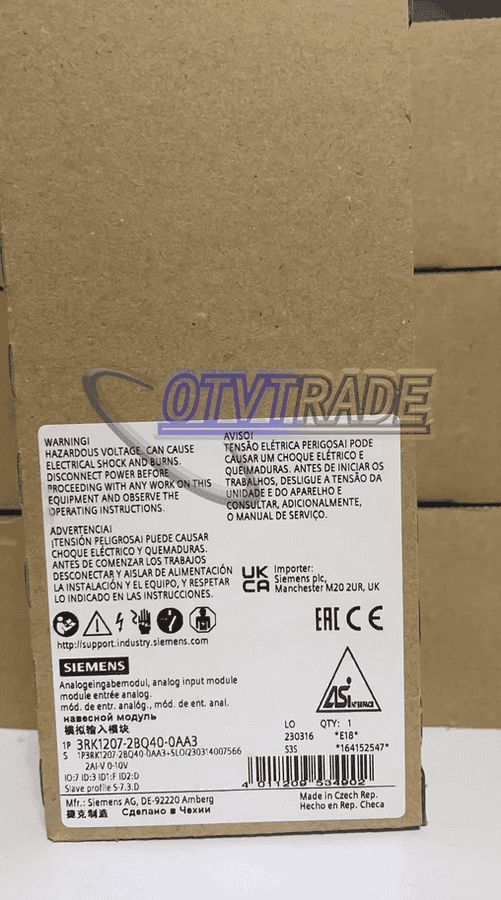 Модуль SIEMENS Analog input module 3RK1207-2BQ40-0AA3 3RK1 207-2BQ40-0AA3