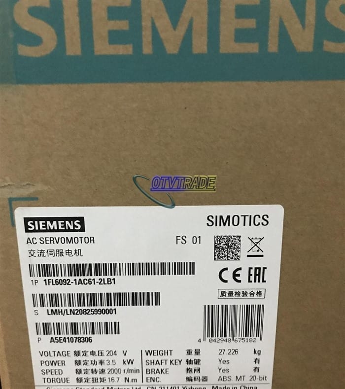 Модуль SIEMENS Servo Motor 1FL6092-1AC61-2LB1
