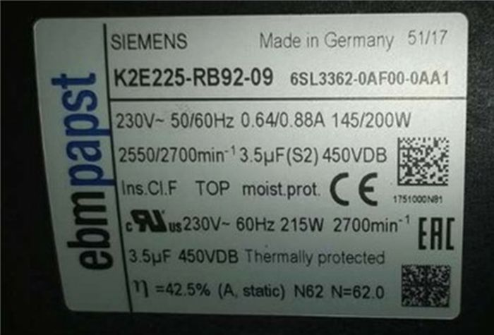 Модуль 6SL3362-0AF00-0AA1 Inverter Cooling Fan 230V 145/200W