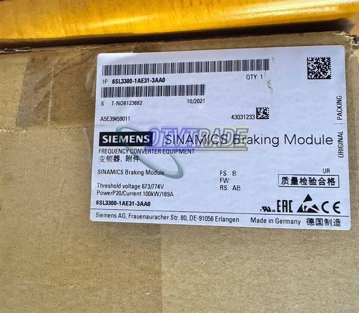 Модуль Siemens SINAMICS BRAKING MODULE 6SL3300-1AE31-3AA0 6SL3 300-1AE31-3AA0