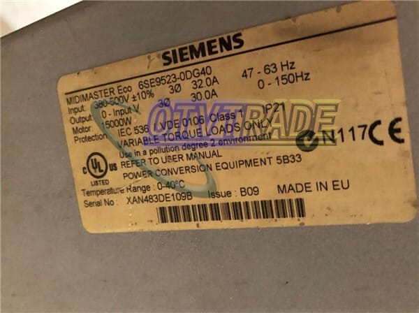 Модуль Siemens Midimaster inverter 6SE9523-0DG40 20HP 380V 15KW Tested