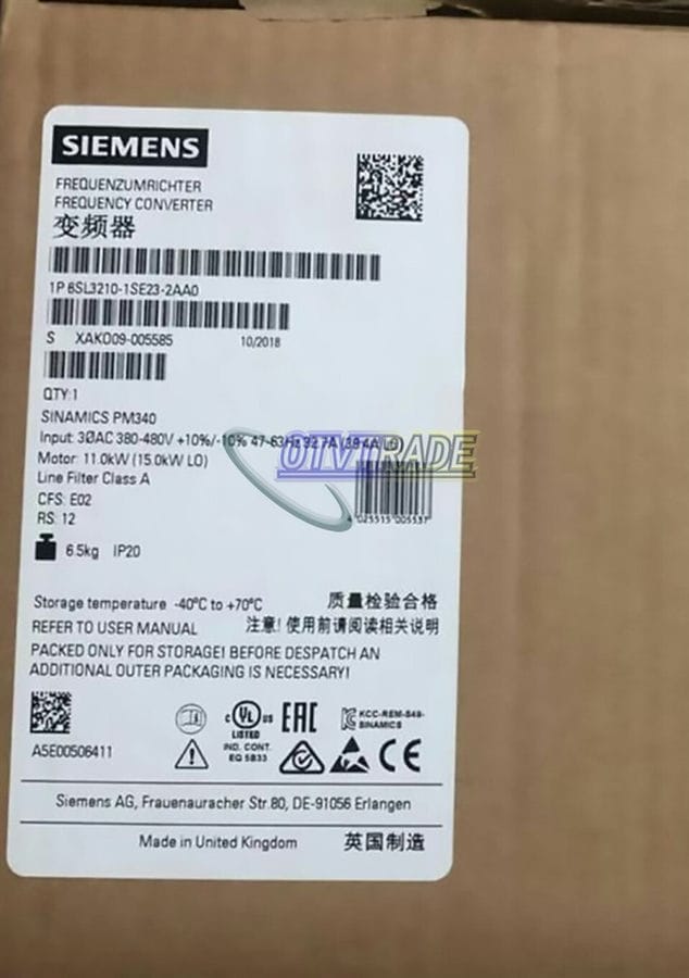 Модуль Siemens inverter 15KW 6SL3210-1SE23-2AA0 6SL3 210-1SE23-2AA0