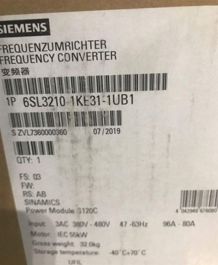 Модуль 6SL3210-1KE31-1UB1 Siemens Inverter 6SL3210-1KE31-1UB1